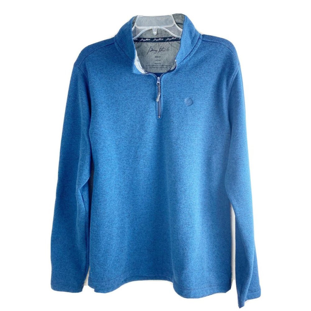 George Straight Mens M Pullover 1/4 Zip Sweatshirt Blue  100% Polyester GUC